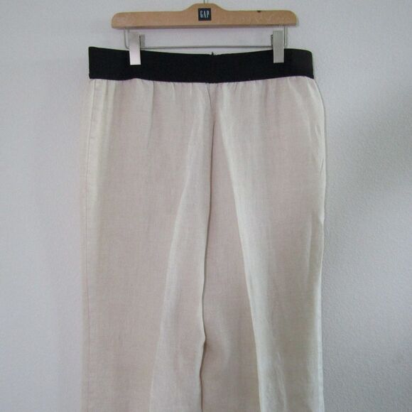Alfani Women's Pants Large Beige Linen Pull On Wide Leg Coastal Beach Lagenlook - Picture 6 of 8